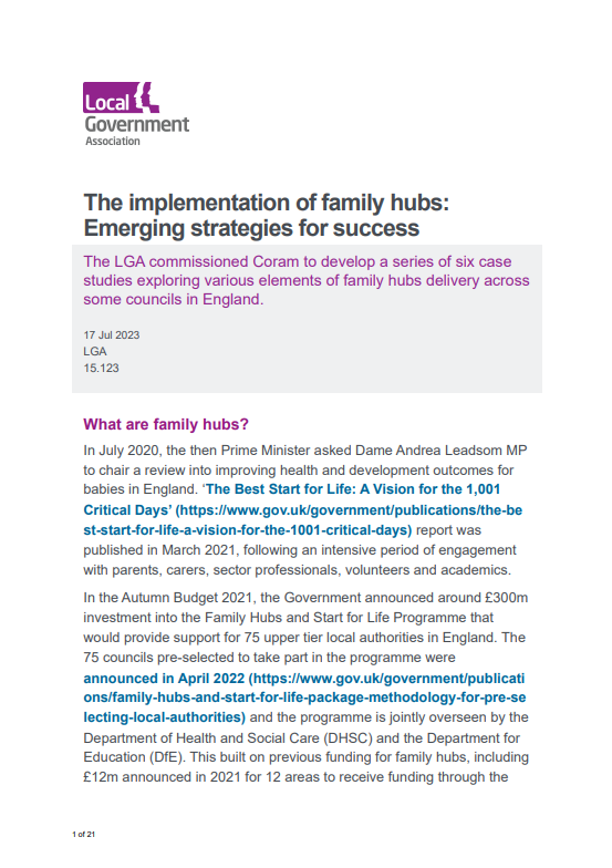 The implementation of Family Hubs: Emerging strategies for success