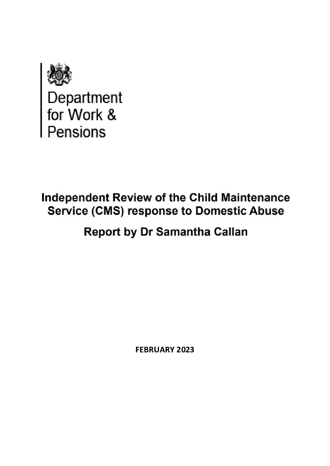 Independent review of the Child Maintenance Service (CMS) response to domestic abuse