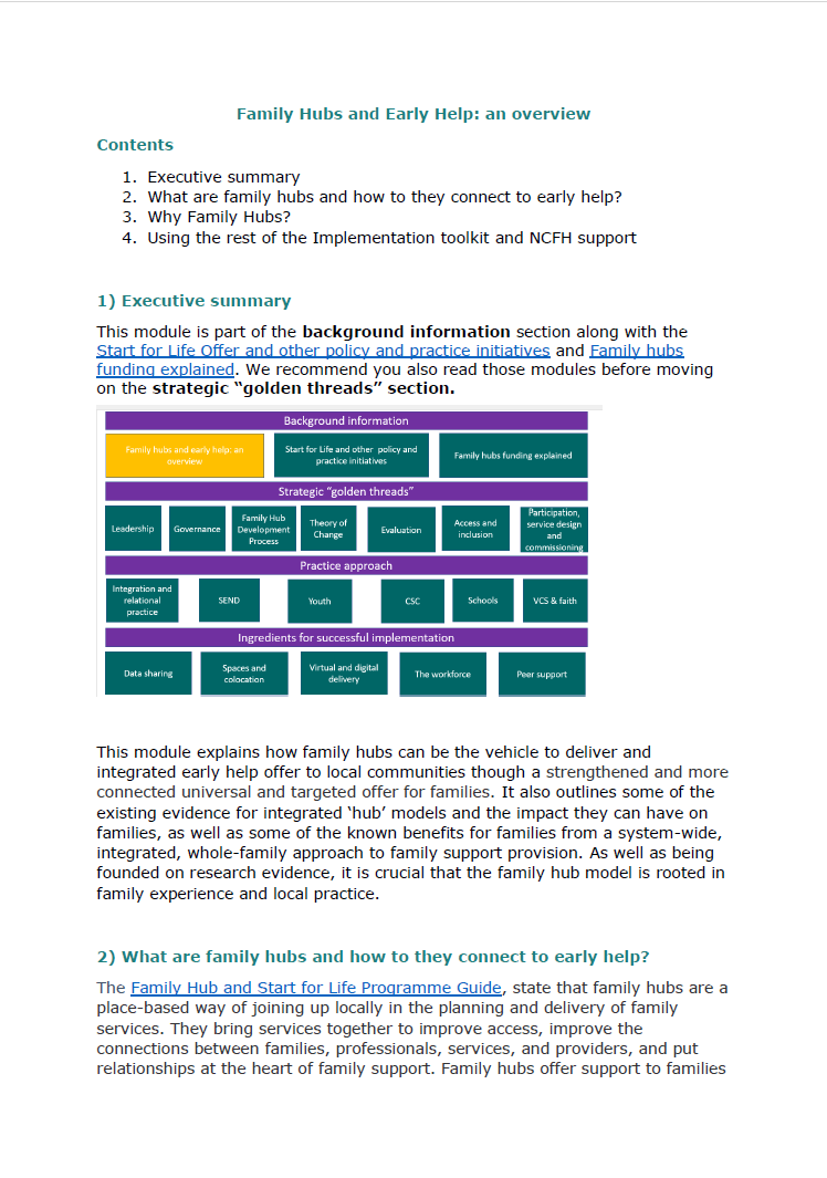 Family Hubs and Early Help: an overview